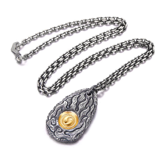 Buddha Stones 999 Sterling Silver 999 Gold Tai Chi Yin Yang Necklace Pendant Necklaces & Pendants BS 2