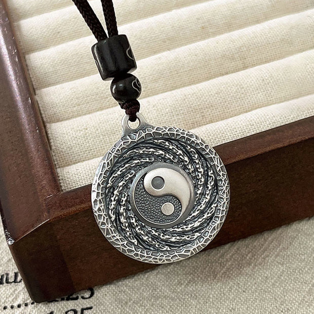 Buddha Stones 999 Sterling Silver Tai Chi Yin Yang Bagua Design Mountain Ghosts Spend Money Necklace Pendant Necklaces & Pendants BS 14