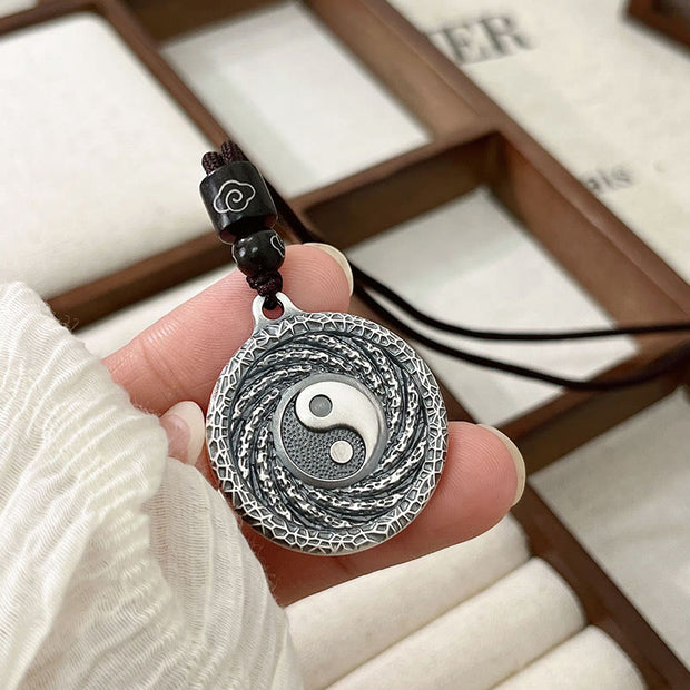 Buddha Stones 999 Sterling Silver Tai Chi Yin Yang Bagua Design Mountain Ghosts Spend Money Necklace Pendant Necklaces & Pendants BS 12