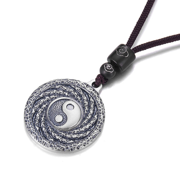 Buddha Stones 999 Sterling Silver Tai Chi Yin Yang Bagua Design Mountain Ghosts Spend Money Necklace Pendant