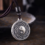 Buddha Stones 999 Sterling Silver Tai Chi Yin Yang Bagua Design Mountain Ghosts Spend Money Necklace Pendant Necklaces & Pendants BS 999 Sterling Silver(Mountaion Ghost Spend Coin&Yin Yang Bagua)