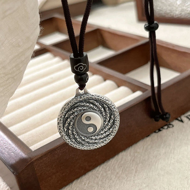 Buddha Stones 999 Sterling Silver Tai Chi Yin Yang Bagua Design Mountain Ghosts Spend Money Necklace Pendant Necklaces & Pendants BS 15