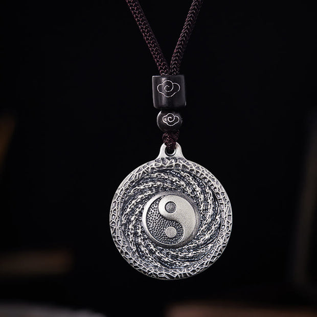 Buddha Stones 999 Sterling Silver Tai Chi Yin Yang Bagua Design Mountain Ghosts Spend Money Necklace Pendant Necklaces & Pendants BS 20