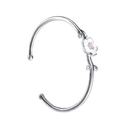 Buddha Stones 925 Sterling Silver Cherry Blossom Luck Bracelet Bangle