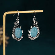 Buddha Stones 925 Sterling Silver Posts Blue Chalcedony Koi Fish Balance Vitality Earrings Earrings BS Chalcedony(925 Sterling Silver Posts)