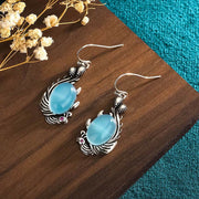 FREE Today: Vitality Energy 925 Sterling Silver Posts Blue Chalcedony Koi Fish Earrings