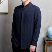 Buddha Stones Solid Color Chinese Tang Suit Cotton Linen Jacket Men Clothing - image 13