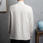 Buddha Stones Solid Color Chinese Tang Suit Cotton Linen Jacket Men Clothing - image 2