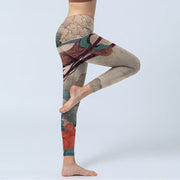 Buddha Stones Dunhuang Flying Apsaras Auspicious Clouds Print Lycra Fabric Fitness Leggings Women's Yoga Pants Leggings BS 5