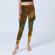 Buddha Stones Auspicious Clouds Print Lycra Fabric Fitness Leggings Women's Yoga Pants