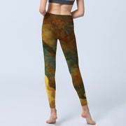 Buddha Stones Auspicious Clouds Print Lycra Fabric Fitness Leggings Women's Yoga Pants Leggings BS 4