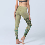 Buddha Stones Bamboo Print Lycra Fabric Fitness Leggings Women's Yoga Pants