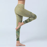 Buddha Stones Bamboo Print Lycra Fabric Fitness Leggings Women's Yoga Pants