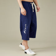 Buddha Stones Casual Solid Color Men's Straight Leg Shorts With Pockets Leisure Cotton Men's Pants Men's Pants BS 13