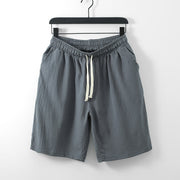 Buddha Stones Casual Solid Color Men's Straight Shorts With Pockets Cotton Shorts