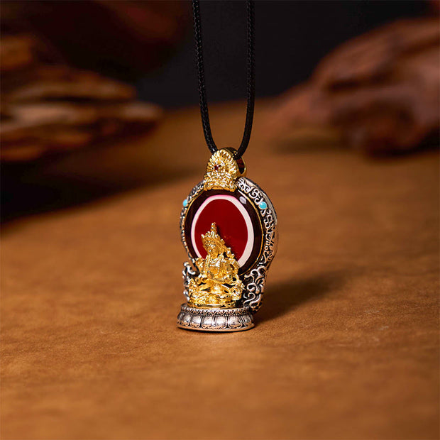 Buddha Stones Tibetan Avalokiteshvara Dzi Bead Pattern Copper Purity Healing Necklace Pendant Necklaces & Pendants BS 2