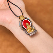 Buddha Stones Tibetan Avalokiteshvara Dzi Bead Pattern Copper Purity Healing Necklace Pendant Necklaces & Pendants BS 3