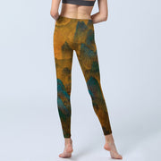 Buddha Stones Dark Goldenrod Mountain Print Lycra Fabric Fitness Leggings Women's Yoga Pants Leggings BS 3