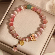 Buddha Stones Gradient Pink Cat's Eye Butterfly Peace Bracelet Bracelet BS 3