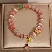 Buddha Stones Gradient Pink Cat's Eye Butterfly Peace Bracelet Bracelet BS 4