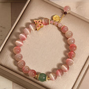 Buddha Stones Gradient Pink Cat's Eye Butterfly Peace Bracelet Bracelet BS 2