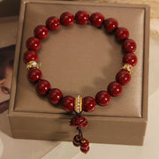 Buddha Stones Cinnabar Lotus Blessing Charm Bracelet Bracelet BS 2