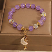 Buddha Stones Amethyst Moon Star Chalcedony Spiritual Healing Bracelet Bracelet BS 3