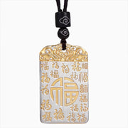 Buddha Stones Silver Plated Copper Fu Character Auspicious Clouds Luck Fortune Rope Necklace Pendant Necklaces & Pendants BS 5