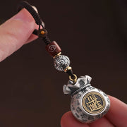 Buddha Stones Fu Character Money Bag Making Money Every Day Fortune Key Chain Key Chain BS 4