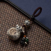 Buddha Stones Fu Character Money Bag Making Money Every Day Fortune Key Chain Key Chain BS Fu Character with Charm