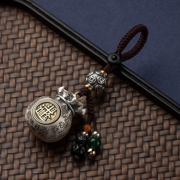 Buddha Stones Fu Character Money Bag Making Money Every Day Fortune Key Chain Key Chain BS Making Money Every Day with Charm