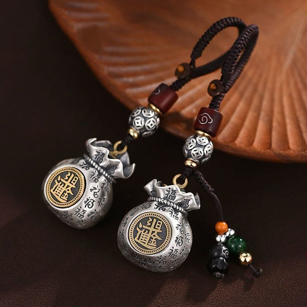 Buddha Stones Fu Character Money Bag Making Money Every Day Fortune Key Chain Key Chain BS 13