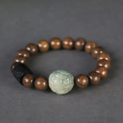 Buddha Stones Sandalwood Bodhi Seed PiXiu Ebony Wood Bead Healing Bracelet Bracelet BS 2