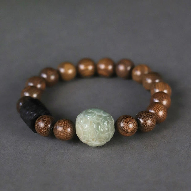 Buddha Stones Sandalwood Bodhi Seed PiXiu Ebony Wood Bead Healing Bracelet Bracelet BS 2