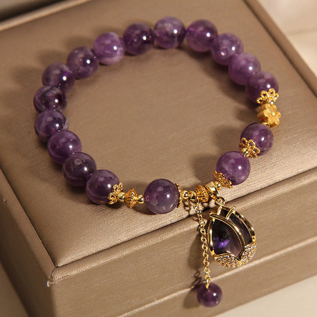 FREE Today: Spiritual Awareness Amethyst Lily Charm Bracelet