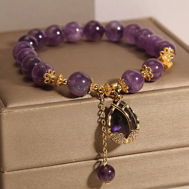 FREE Today: Spiritual Awareness Amethyst Lily Charm Bracelet