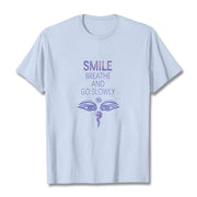 Buddha Stones SMILE BREATHE AND GO SLOWLY Eye Tee T-shirt T-Shirts BS Light Cyan 2XL