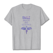 Buddha Stones SMILE BREATHE AND GO SLOWLY Eye Tee T-shirt T-Shirts BS Light Grey 2XL