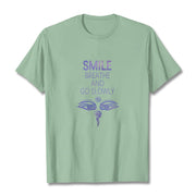 Buddha Stones SMILE BREATHE AND GO SLOWLY Eye Tee T-shirt T-Shirts BS Pale Green 2XL