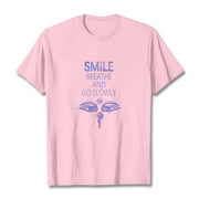 Buddha Stones SMILE BREATHE AND GO SLOWLY Eye Tee T-shirt T-Shirts BS Light Pink 2XL