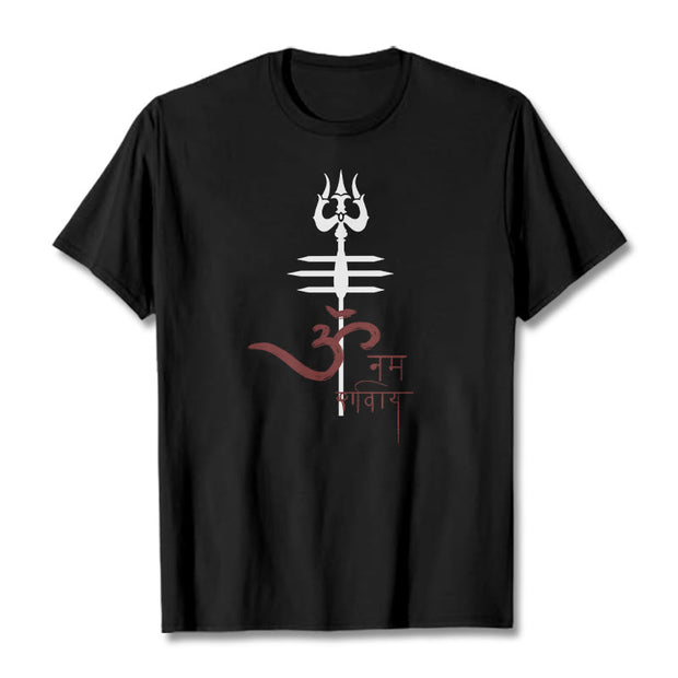 Buddha Stones OM NAMAH SHIVAYA Trident Cotton Tee T-shirt T-Shirts BS Black 2XL