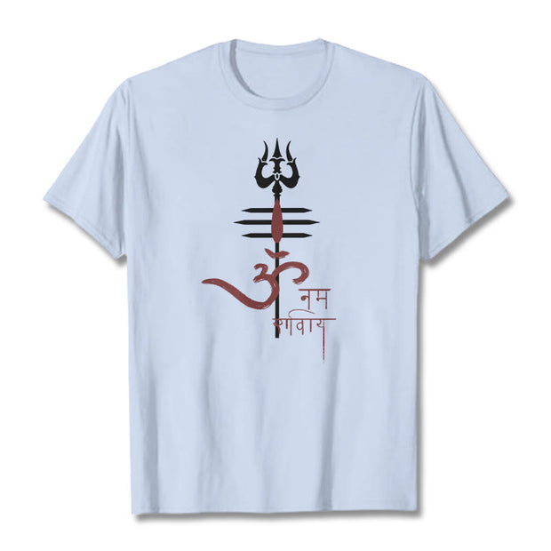 Buddha Stones OM NAMAH SHIVAYA Trident Cotton Tee T-shirt T-Shirts BS LightCyan 2XL