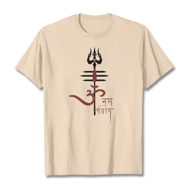 Buddha Stones OM NAMAH SHIVAYA Trident Cotton Tee T-shirt T-Shirts BS Bisque 2XL