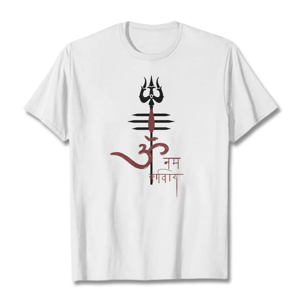 Buddha Stones OM NAMAH SHIVAYA Trident Cotton Tee T-shirt