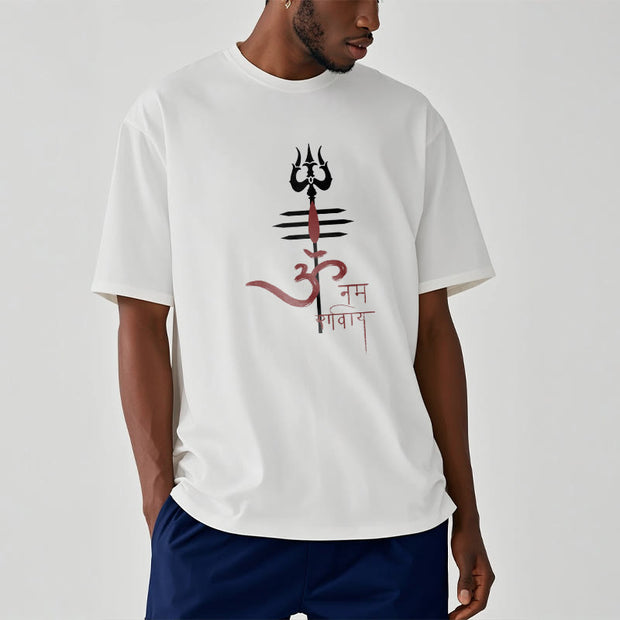 Buddha Stones OM NAMAH SHIVAYA Trident Cotton Tee T-shirt T-Shirts BS 13