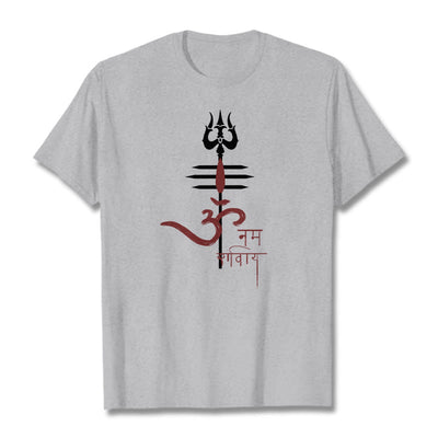 Buddha Stones OM NAMAH SHIVAYA Trident Cotton Tee T-shirt T-Shirts BS LightGrey 2XL