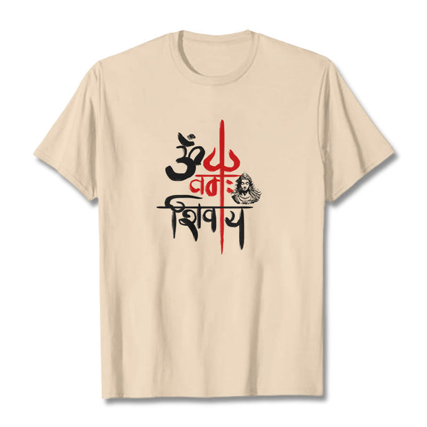 Buddha Stones OM NAMAH SHIVAYA Red Trident Cotton Tee T-shirt T-Shirts BS Bisque 2XL