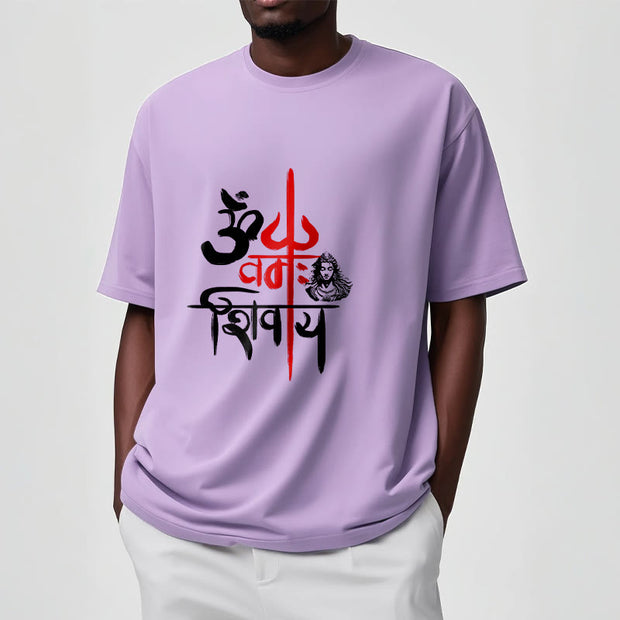 Buddha Stones OM NAMAH SHIVAYA Red Trident Cotton Tee T-shirt T-Shirts BS 8