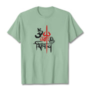 Buddha Stones OM NAMAH SHIVAYA Red Trident Cotton Tee T-shirt T-Shirts BS PaleGreen 2XL