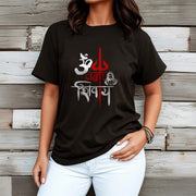 Buddha Stones OM NAMAH SHIVAYA Red Trident Cotton Tee T-shirt T-Shirts BS 2